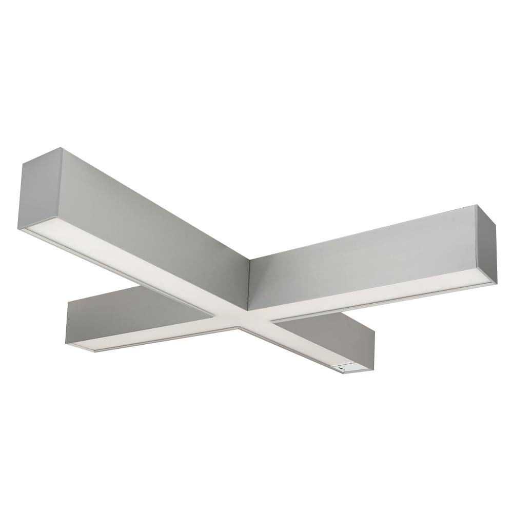 "X" Shaped L-Line LED Indirect/Direct Linear, 6028lm / Selectable CCT, Aluminum finish, with