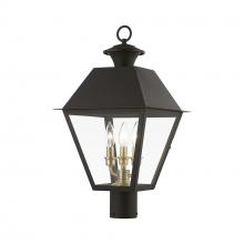 Livex Lighting 27219-07 - 3 Light Bronze with Antique Brass Finish Cluster Outdoor Large Post Top Lantern