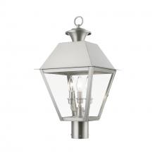 Livex Lighting 27219-91 - 3 Light Brushed Nickel Outdoor Large Post Top Lantern