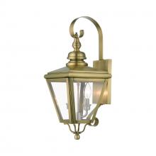 Livex Lighting 27372-01 - 2 Light Antique Brass Outdoor Medium Wall Lantern with Brushed Nickel Finish Cluster