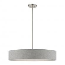 Livex Lighting 46145-91 - 5 Light Brushed Nickel with Shiny White Accents Large Drum Pendant