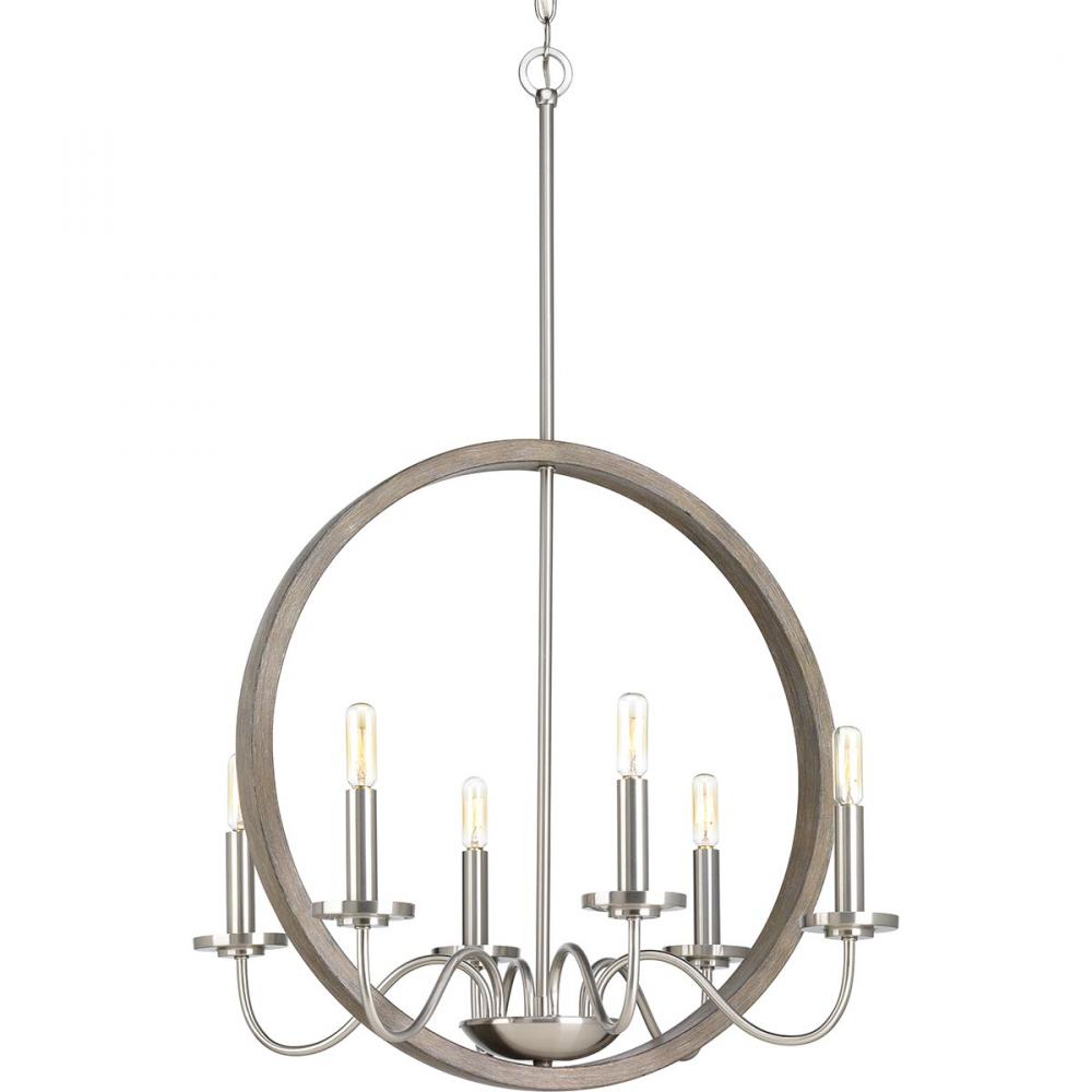Fontayne Collection Six-Light Brushed Nickel Farmhouse Chandelier Light