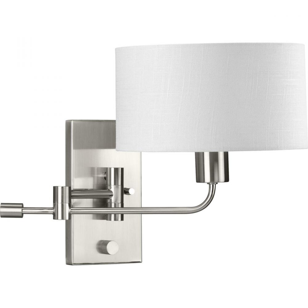 Carrick Collection  One-Light Brushed Nickel Summer Linen Shade Transitional Wall Light