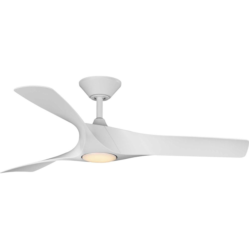 Ryne Collection 52" 3-Blade Matte White LED Transitional Indoor/Outdoor DC Ceiling Fan