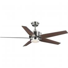 Progress P250061-009-30 - Byars 54" 5-Blade Integrated LED Indoor Brushed Nickel Transitional Ceiling Fan with Light Kit a