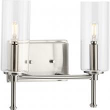 Progress P300357-009 - Elara Collection Two-Light New Traditional Brushed Nickel Clear Glass Bath Vanity Light