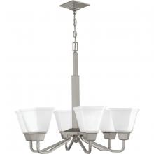 Progress P400119-009 - Clifton Heights Collection Six-Light Brushed Nickel Etched Glass Craftsman Chandelier Light