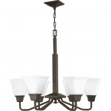 Progress P400119-020 - Clifton Heights Collection Six-Light Antique Bronze Etched Glass Craftsman Chandelier Ligh