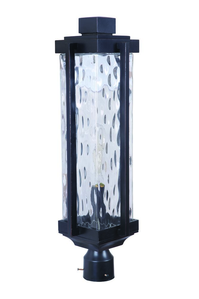 Pyrmont 1 Light Outdoor Post Mount in Oiled Bronze Gilded with Clear Hammered Glass