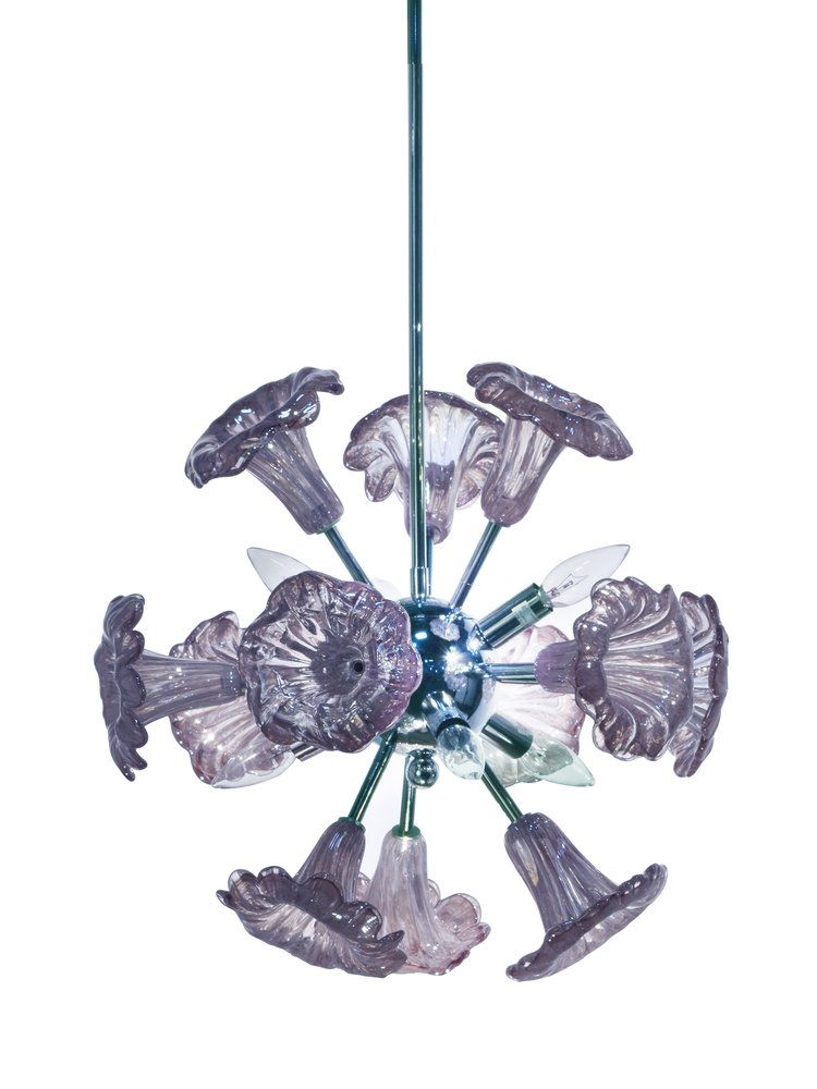 Yuri Purple 6-Light Art Glass Hanging Fixture