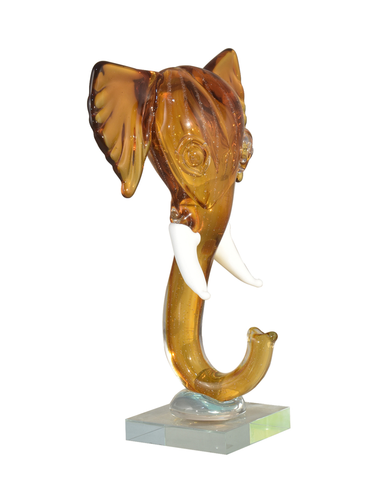 Congo Elephant Head Handcrafted Art Glass Figurine