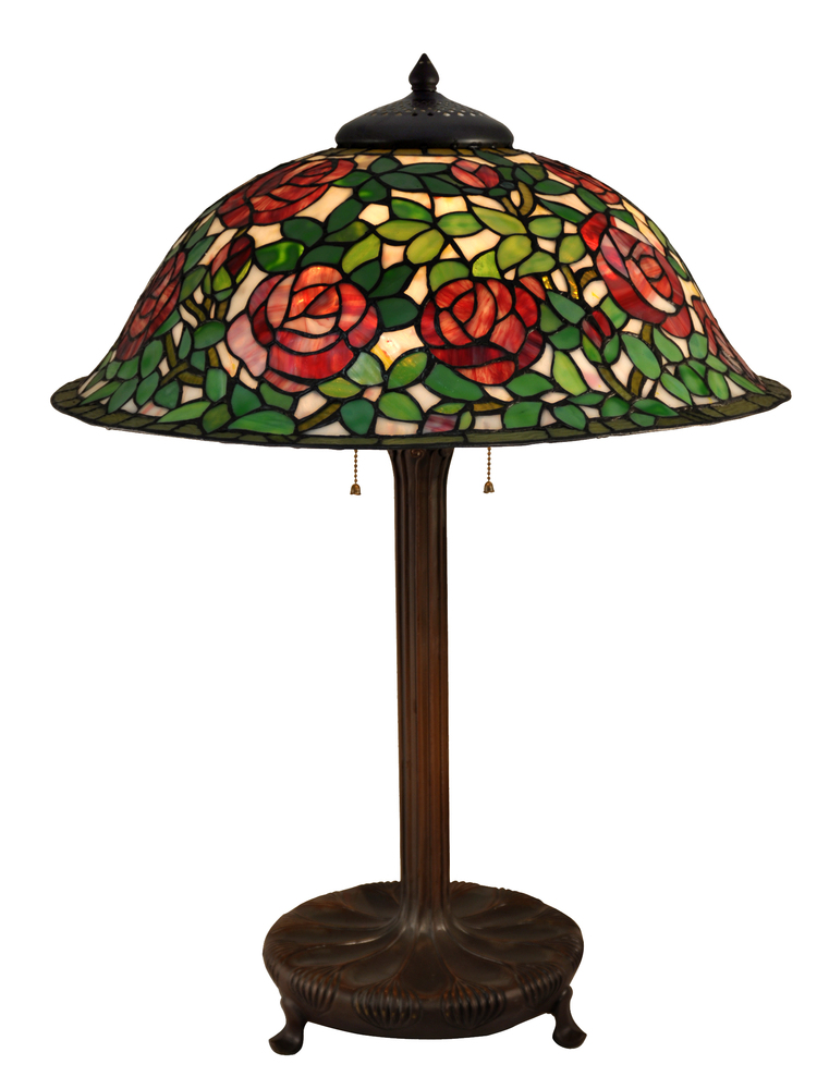 Rose Bush Tiffany Bronze Table Lamp