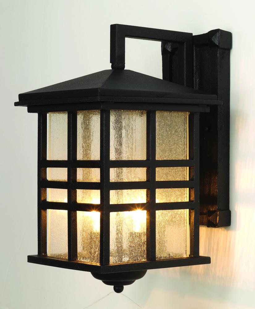 Huntington 2-Light Craftsman Inspired Seeded Glass Wall Lantern
