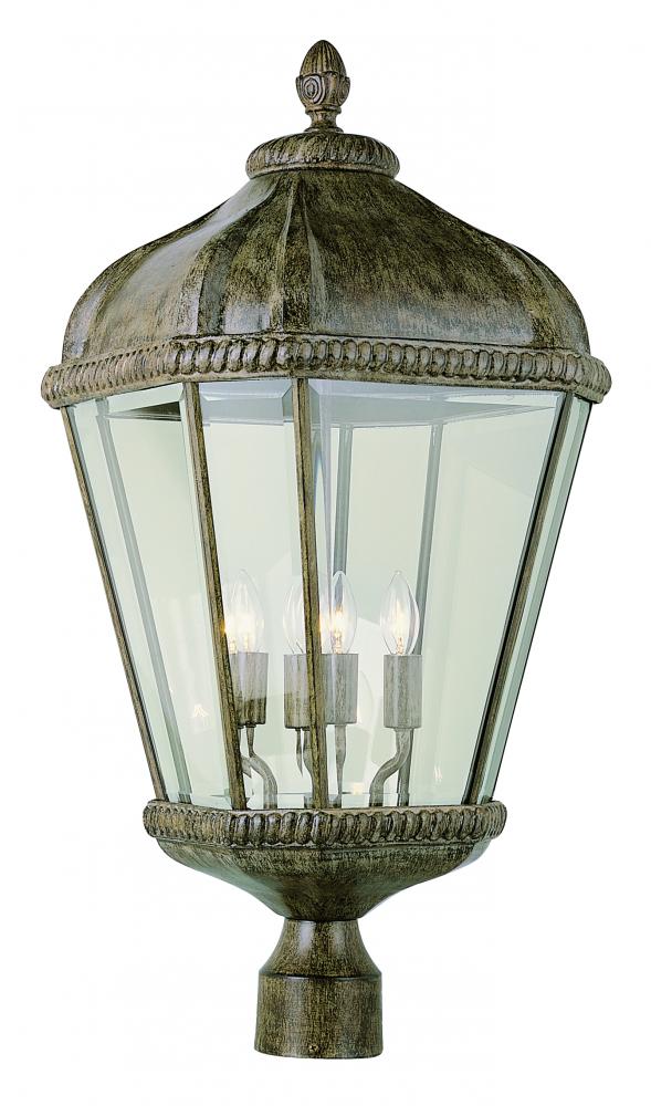 Covington 4-Light Braided Crown Trim and Clear Beveled Glass Post Mount Lantern Head