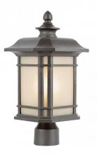 Trans Globe 5823 BK - San Miguel Collection, Craftsman Style, Post Mount Lantern Head with Tea Stain Glass Windows