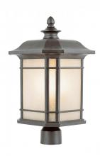 Trans Globe 5824 RT - San Miguel Collection, Craftsman Style, Post Mount Lantern Head with Tea Stain Glass Windows