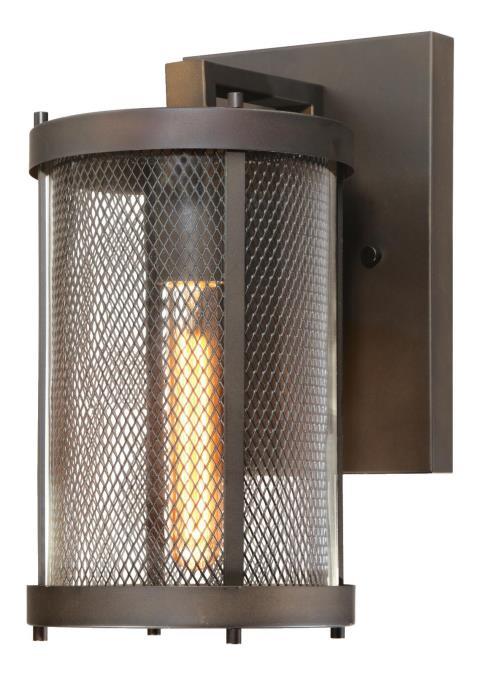 Dimmable LED Wall Fixture Oil Rubbed Bronze Finish Mesh and Clear Glass