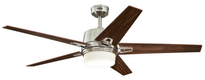 56 in. Brushed Nickel Finish Reversible Blades (Rich Walnut/Maple) Opal Frosted Glass
