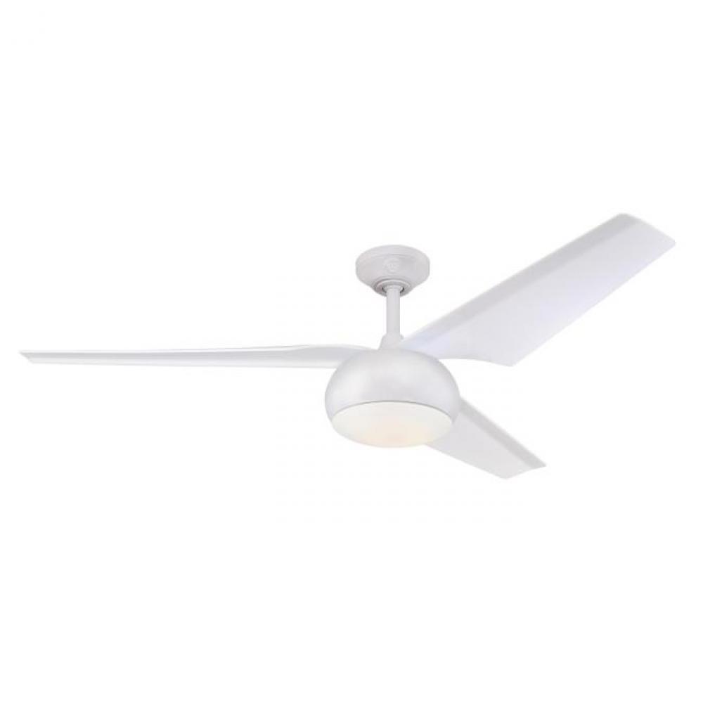 56 in. White Finish White Blades Opal Frosted Glass