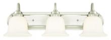 Westinghouse 6301500 - 3 Light Wall Fixture Brushed Nickel Finish White Opal Glass
