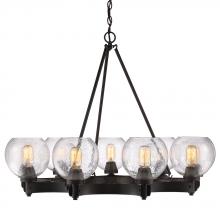 Golden 4855-9 RBZ-SD - Galveston 9-Light Chandelier in Rubbed Bronze with Seeded Glass