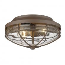 Golden 9808-OFM TBZ-SD - Seaport TBZ Outdoor Flush Mount in Textured Bronze with Seeded Glass