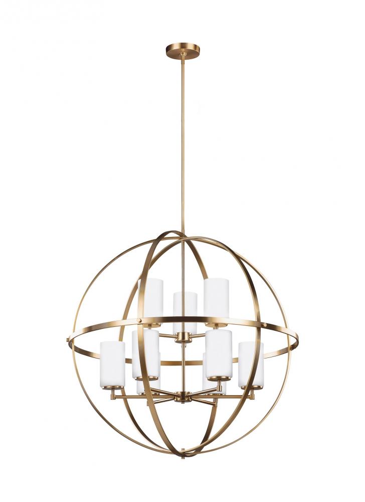 Alturas contemporary 9-light indoor dimmable ceiling chandelier pendant light in satin brass gold fi