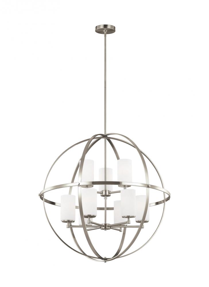 Alturas contemporary 9-light indoor dimmable ceiling chandelier pendant light in brushed nickel silv