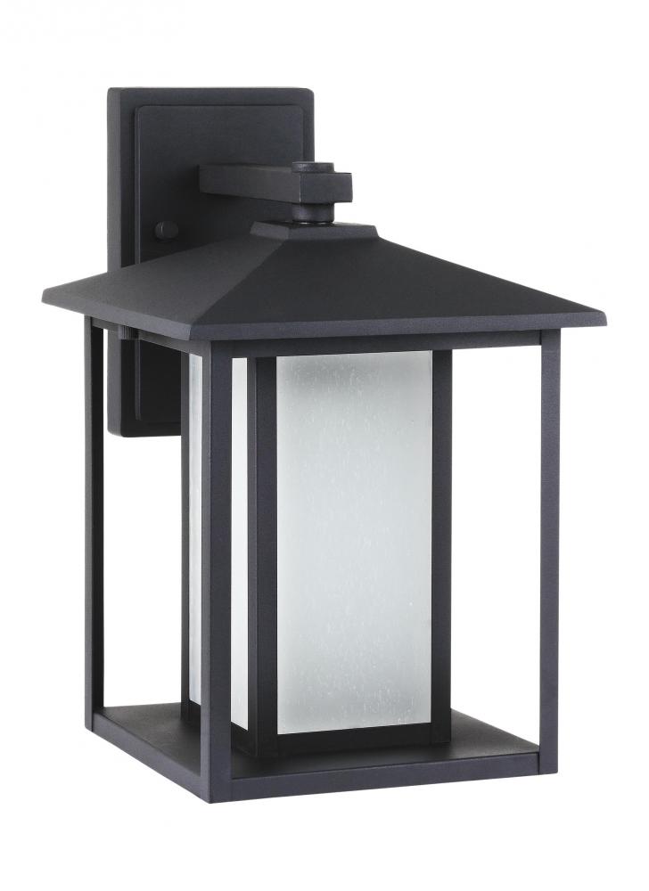 Hunnington contemporary 1-light outdoor exterior large led outdoor wall lantern in black finish with
