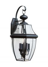 Generation Lighting 8040-12 - Lancaster traditional 3-light outdoor exterior wall lantern sconce in black finish with clear curved