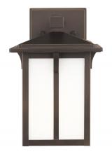 Generation Lighting 8552701-71 - Tomek modern 1-light outdoor exterior small wall lantern sconce in antique bronze finish with etched