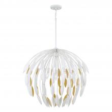 Capital 351851WE - 5-Light Botanical Pendant in Matte White and Buffed Gold