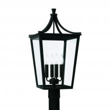 Capital 947943BK - 12"W x 25"H 4-Light Outdoor Post Lantern in Black with Clear Glass