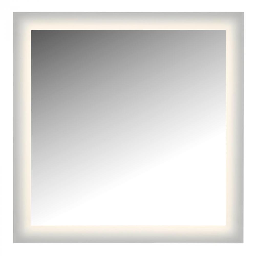 LED Lighted Mirror Wall Glow Style With Frosted Glass To The Edge, 36" X 36" With Easy Cleat