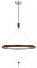 CAL Lighting FX-3752-24 - Viterbo integrated dimmable LED pine wood pendant fixture with suspended steel braided wir