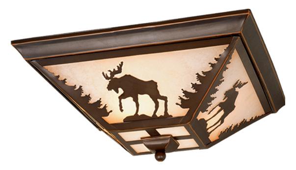 Yellowstone 14-in Moose Flush Mount Ceiling Light Burnished Bronze