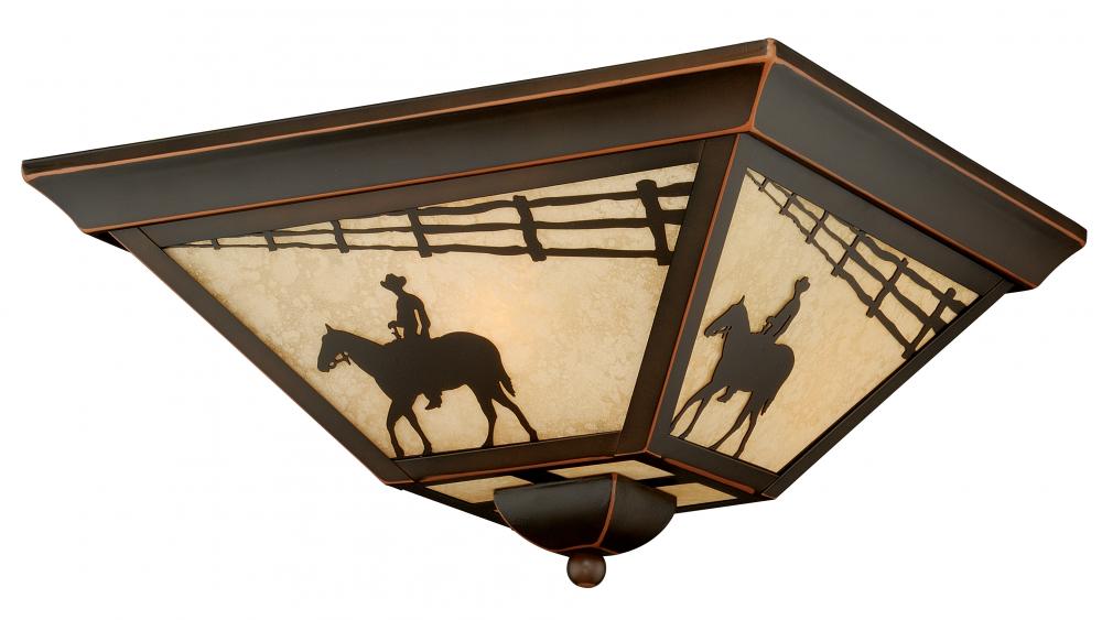 Trail 14-in Horse Outdoor Flush Mount Ceiling Light Burnished Bronze