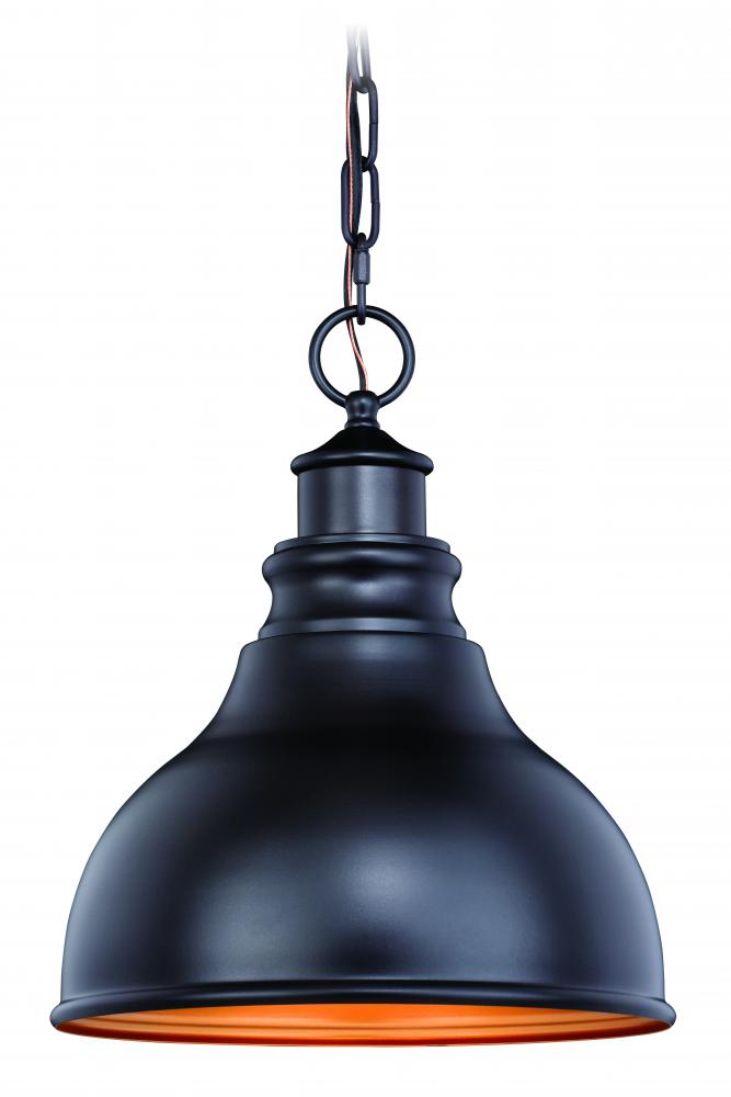 Delano 11-in Outdoor Pendant Oil Burnished Bronze and Light Gold