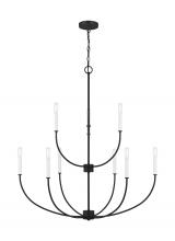 Visual Comfort & Co. Studio Collection 3167109EN-112 - Greenwich modern farmhouse 9-light LED indoor dimmable chandelier in midnight black finish