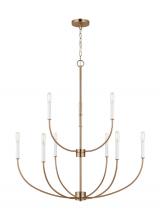 Visual Comfort & Co. Studio Collection 3167109EN-848 - Greenwich modern farmhouse 9-light LED indoor dimmable chandelier in satin brass gold finish