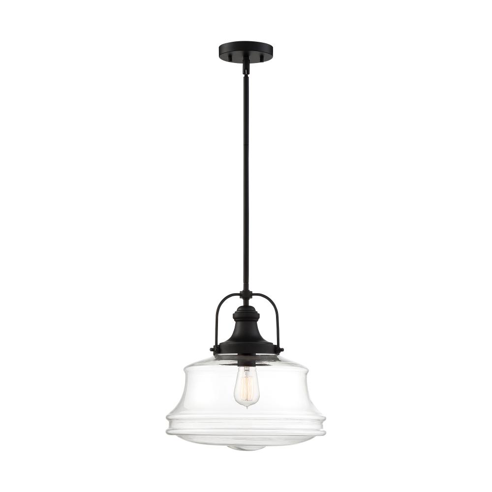 Basel - 1 Light Pendant - with Clear Glass - Aged Bronze
