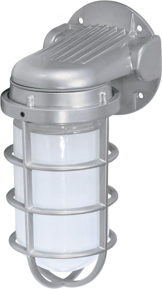 1 Light - 10'' Vapor Proof - Wall Mount with Frosted Glass - Metallic Silver Finish