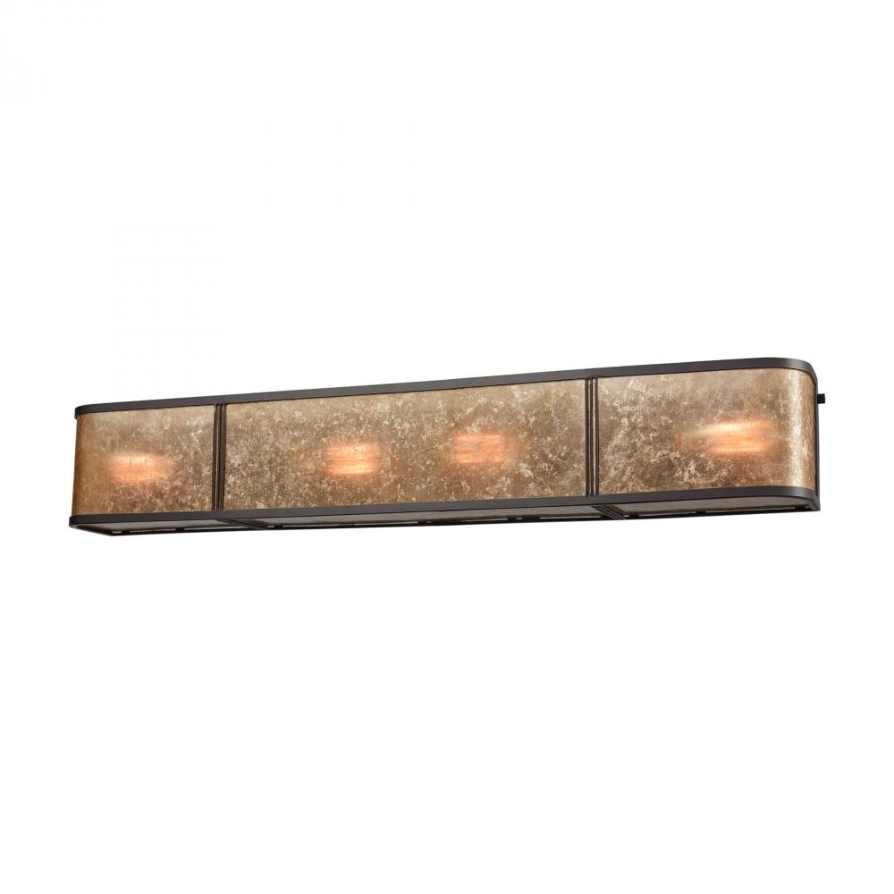Barringer 4-Light Vanity Sconce in Oil Rubbed Bronze with Tan Mica Shade