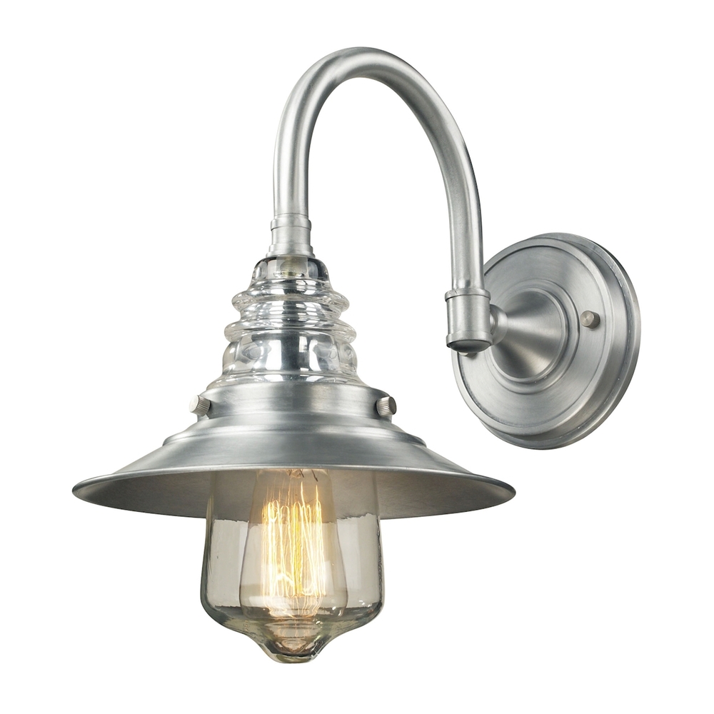 Insulator Glass 1-Light Outdoor Wall Lamp in Brushed Aluminum