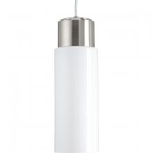 Progress P500065-009-30 - Neat LED Collection One-Light Brushed Nickel Glossy Opal Glass Coastal Pendant Light