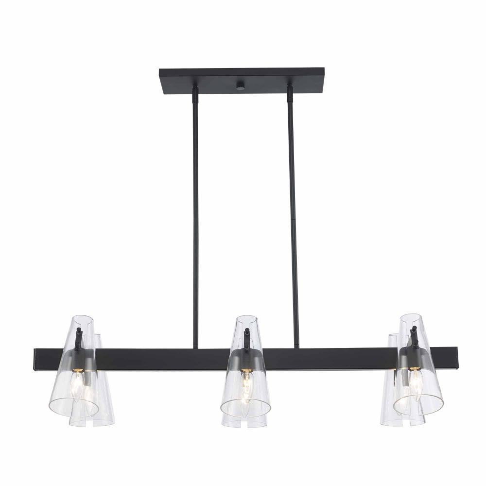 6LT ISLAND PENDANT-CLR CONE GL