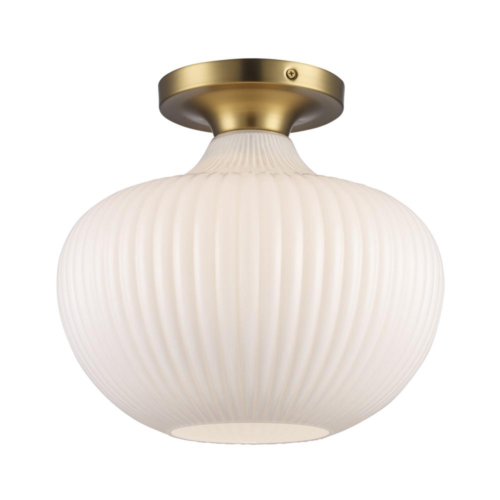 1LT FLUSH-12" WHITE JADE GLASS