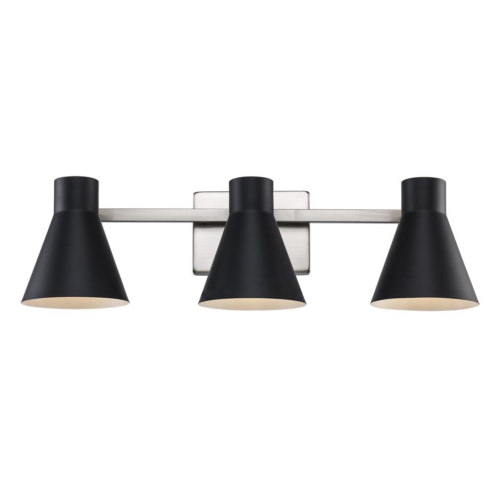 3LT VANITY-FLARED SHADE-BK-BN