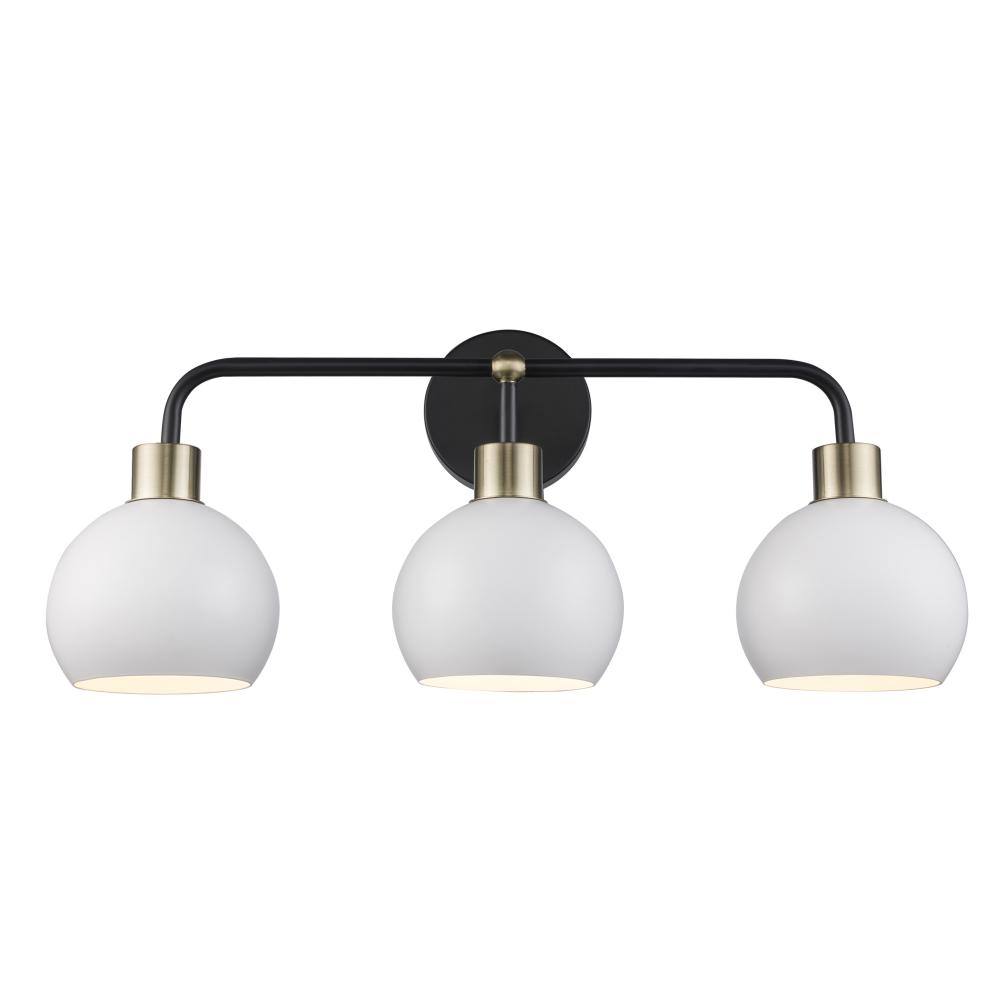 3LT VANITY-WH METAL SHADES-BK-