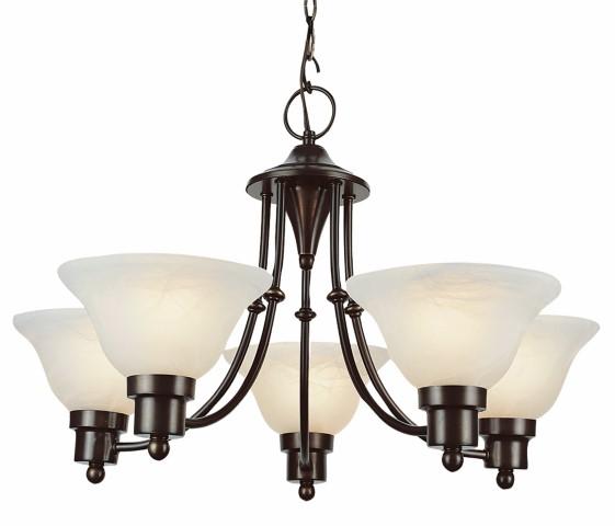 5LT CHANDELIER-UP-MBLZD GLASS